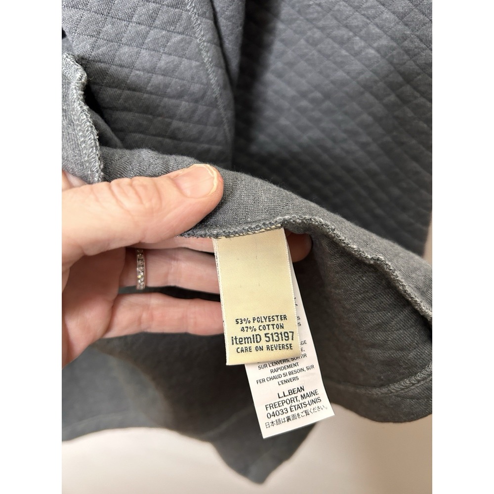 L.L. Bean Gray Textured Open Front Cardigan Jacket Cotton Blend Size Large New - Picture 8 of 9